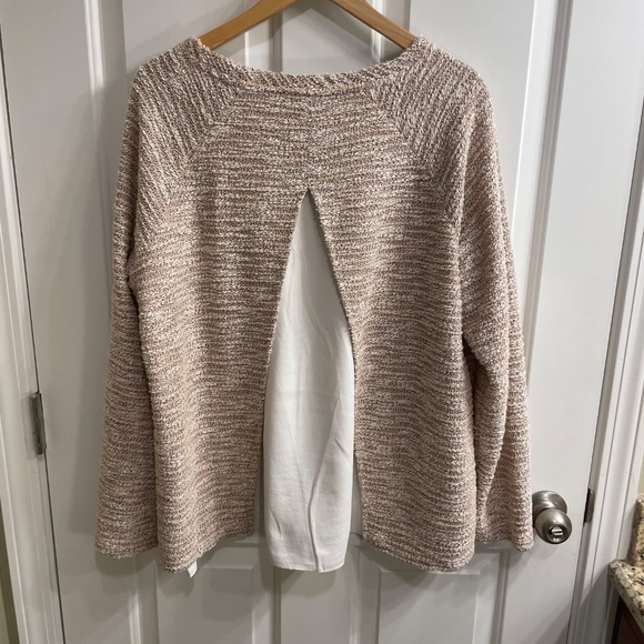 Loft Pink and Cream Sweater with Decorative Back, Size XL - Picture 5 of 6